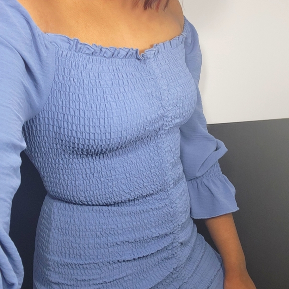Off The Shoulder Tight Slimming Blue Dress - Picture 10 of 10